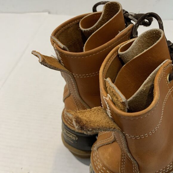 Bean Boots By LL Bean Mens 7 Womens 9 Rubber Duck Brown Gum Leather 6 Eye - Picture 5 of 9
